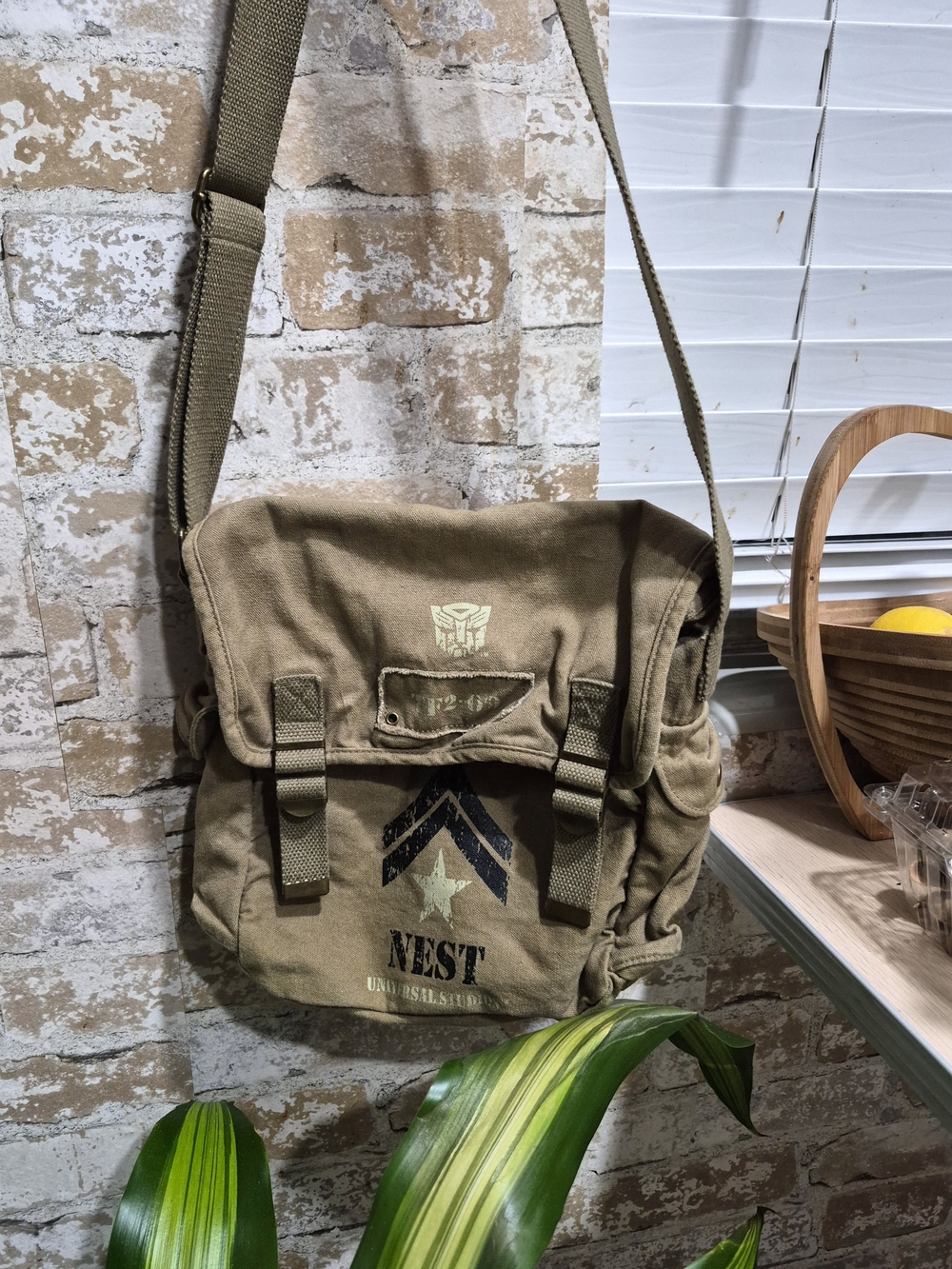 Transformers NEST Autobots Military Canvas Messenger Bag Universal Studios
